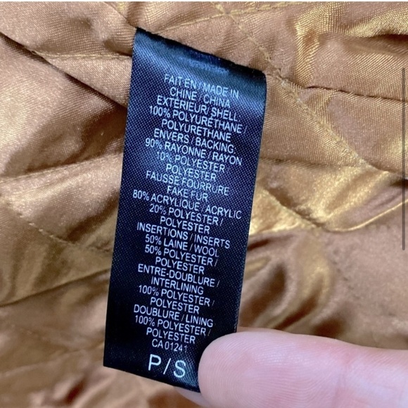 Simons Twik Brown Faux Leather Full Zip Jacket W Faux Fur Trim S - Picture 4 of 15